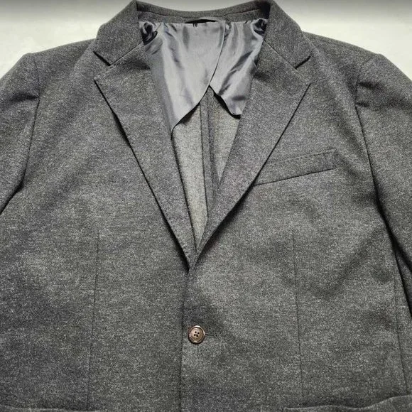 New men's XL J Crew slim fit knit suit jacket in wool-cotton blend Charcoal